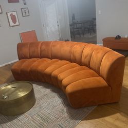  Velvet Curved Sofa 