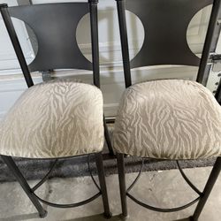 Bar Height Metal And Fabric Chairs