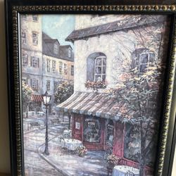 Framed “Paris Street Café” Art Print by Ruane Manning – 26”x32”