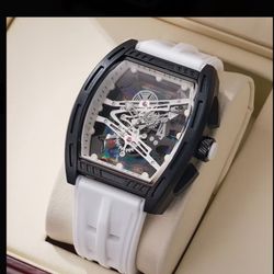 Brand New Men’s White skeleton style face watch