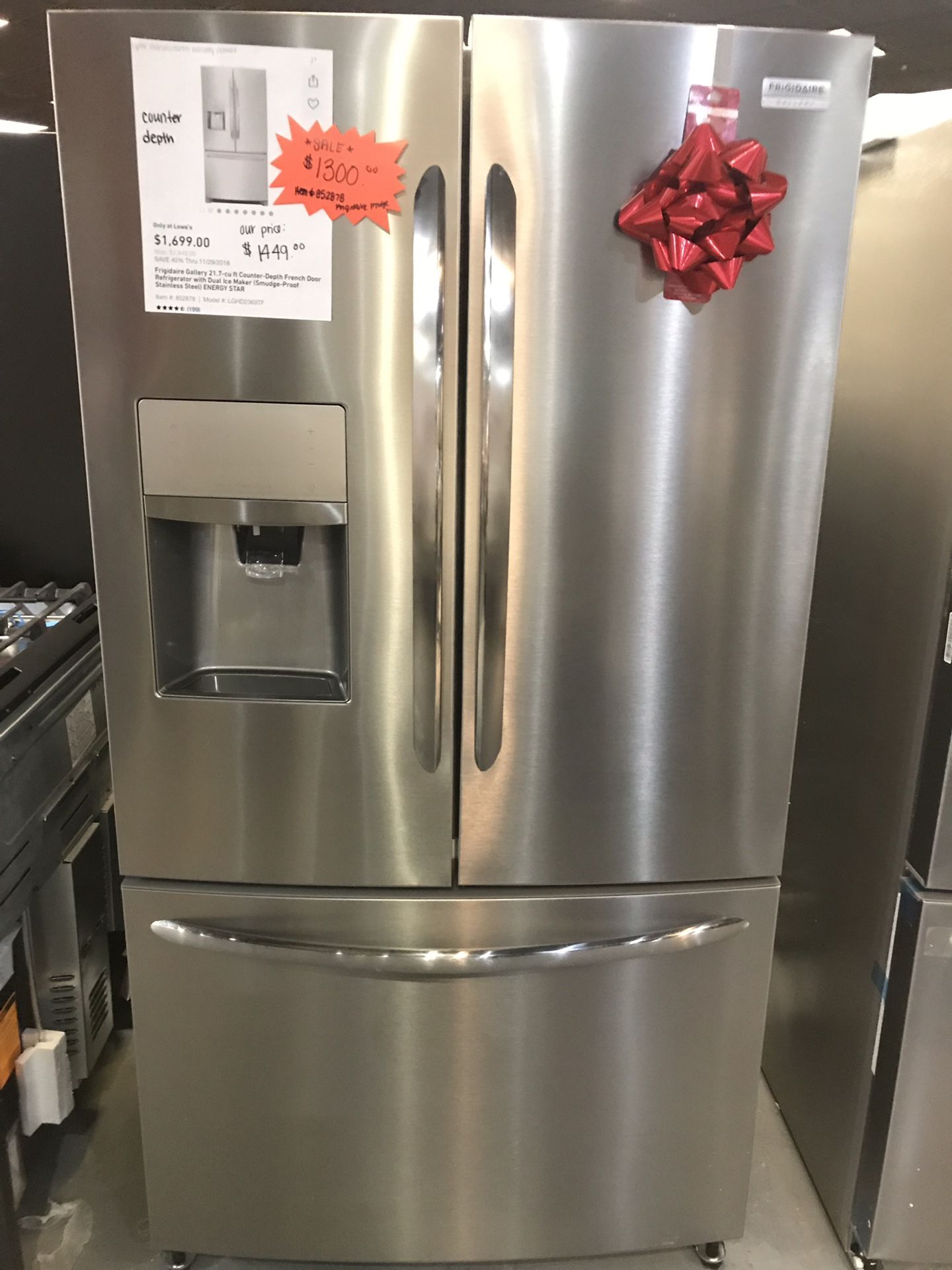 New Frigidaire Gallery 21.7-cu ft Counter-Depth French Door Refrigerator with Dual Ice Maker (Smudge-Proof Stainless Steel) ENERGY STAR Item # 852878