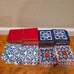 82 Pieces Spanish Mexican Handpainted Terracotta Talavera  Tiles 4.25" x 4.25"