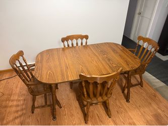 Solid wood matching dining set with 4 chairs