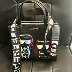 Limited Edition neon Karl Lagerfield Satchel with crossbody strap