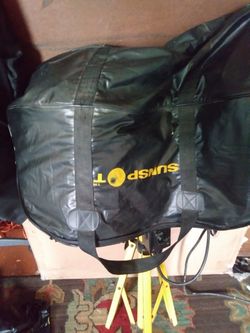 Construction light with attached out-let