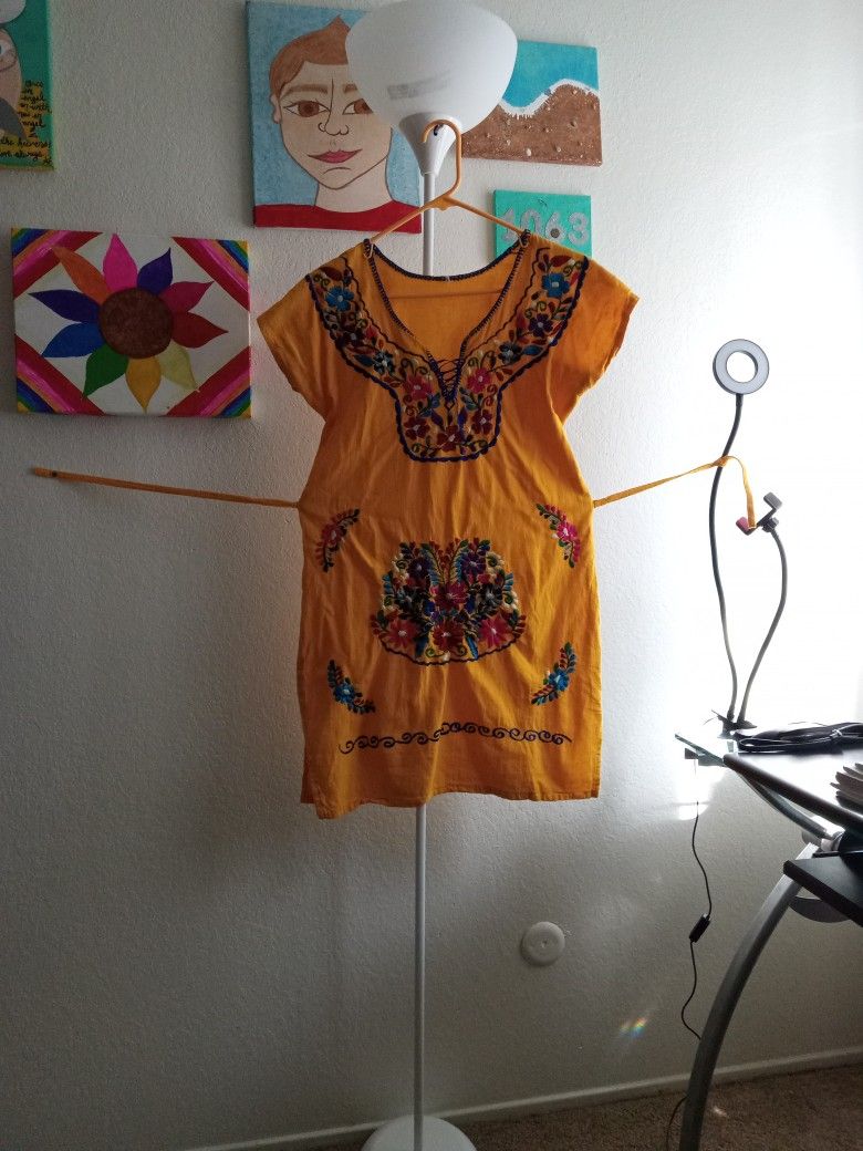 S Hispanic Tumeric Colored Dress