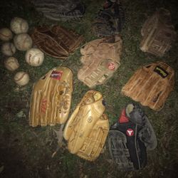 Nice Adult Gloves And Baseballs Everything Goes For $80 Great Price