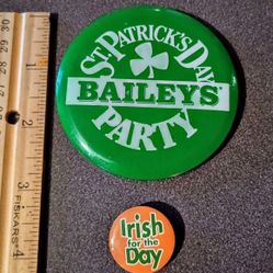 St. Patrick's Day Bailey's Irish For The Day Vintage Collectible Lapel Pin Button Pinback Lot Of 2 A-1