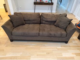 Two Brown Suede Sofas
