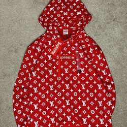 Red Monogram-Style Hoodie – Size M