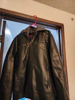 Guess Leather Jacket With Hood