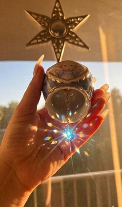 Heavenly Sparkle: Vintage Ceramic Angel Bell with Prism Chime
