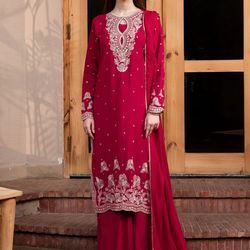 Indian Pakistani Tradition Designer Shalwar Kameez Embroidery Silk