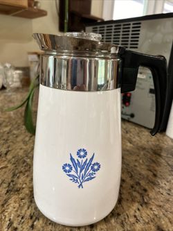Vintage Corningware Percolator 9 Cup Cornflower Blue All Parts