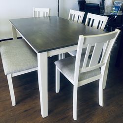 6Pc TopGray Dining Table Set  
