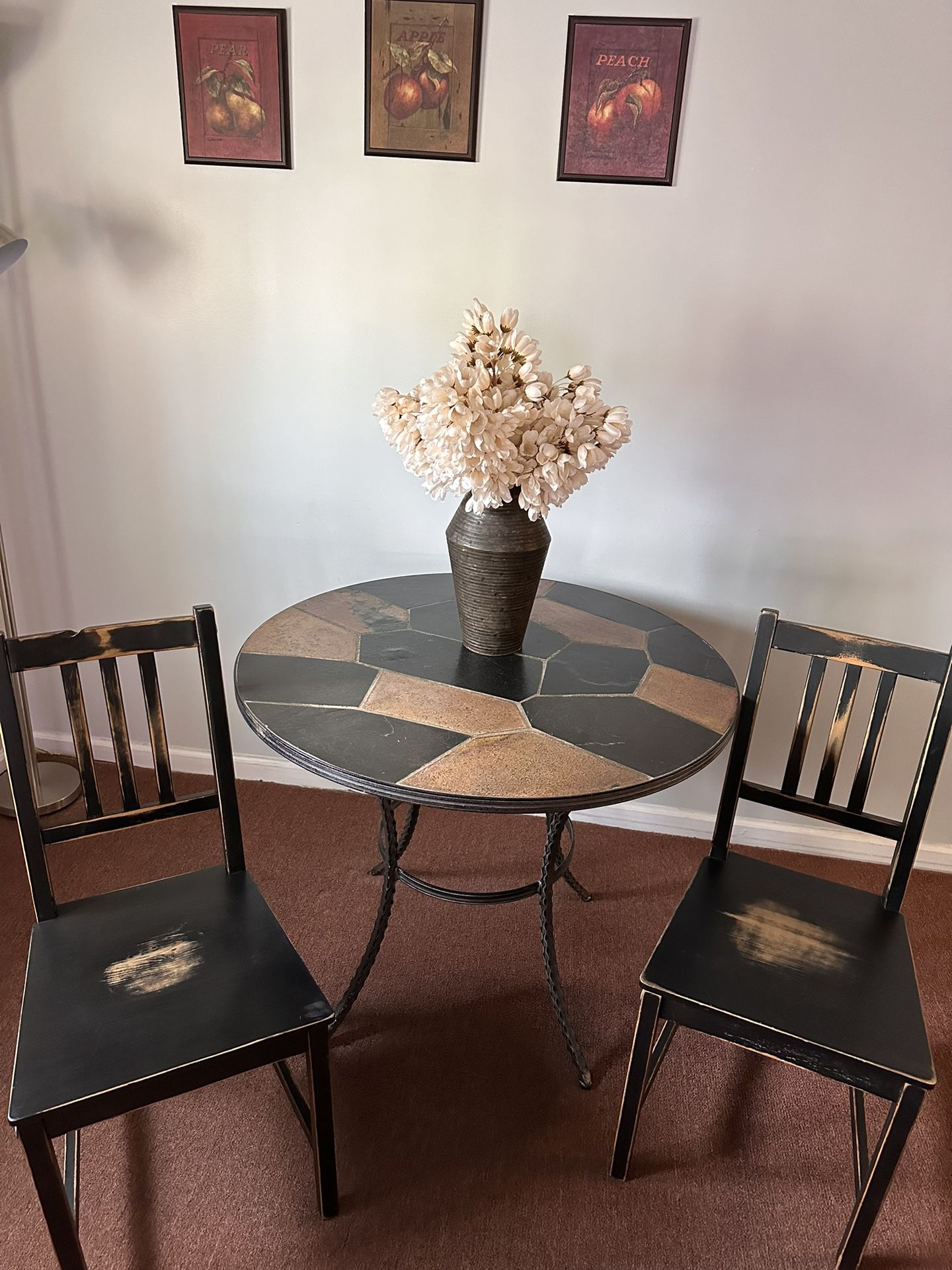 Bistro Table & Distressed Black Chairs ‼️FINAL SALE‼️