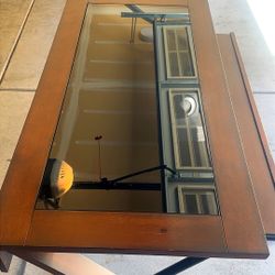 Two Wood Desks w/ Glass Top - $40 Each