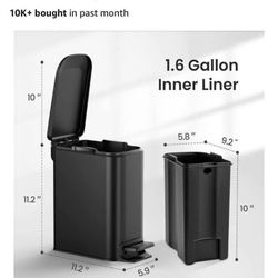 SMALL BATHROOM TRASHCAN STAINLESS STEEL BLACK  1.6 GAL