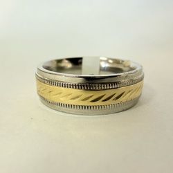 10K Gold & Stainless Steel Comfort Fit Band