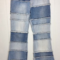 Vintage Zana Di Patchwork Jeans Womens 13 Flared Y2K Boho Hippie Festival Disco