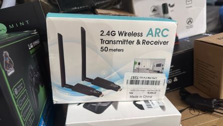 4GHz Wireless ARC Transmitter Receiver Kit for TV Projector,164Ft Transmission,CEC Volume Control, for TV Projector to Soundbar Amplifier (Only Audio)
