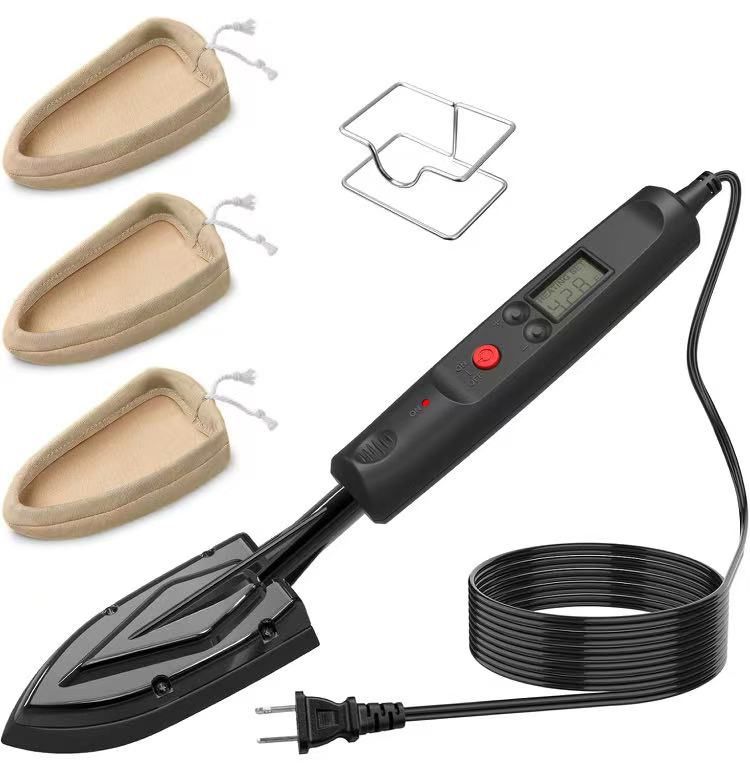 Edge Banding Iron with LCD Display,Adjustable 0-428℉ (0-220℃),Metal Stand,65 IN Power Cord,3 Replaceable Socks,Precision Control Sealing Iron for Furn