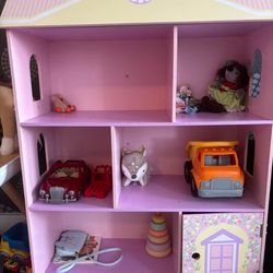 Kids Toddler Montessori Wooden Book Shelf Doll House 