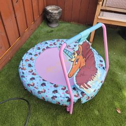 Afro Unicorn 36 Inch Kids Mini Trampoline with Bar