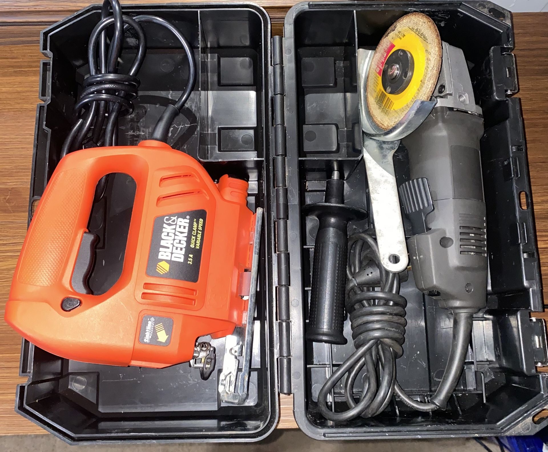 BLACK+DECKER Jigsaw & Angle Grinder Combo w/ DEWALT Case - WORKS!