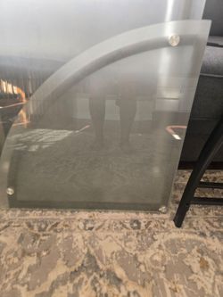 Glass desk top metal frame