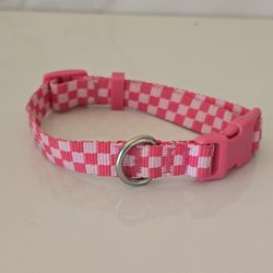Pink Checkered dog colar