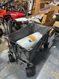 New Gray Collapsible Foldable Extended Wagon Heavy Duty Large Wheeled Utility Cart