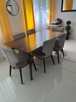 Modern Chic Dining Table Set with 6 Chairs – Mid Century Style