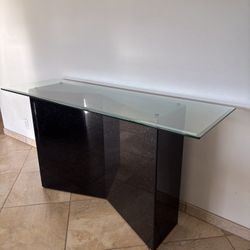 GLASS , Granite Table ( Glass Galaxy Black Granite )