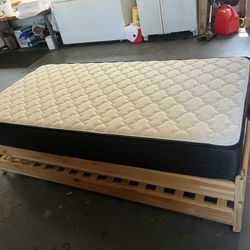 wood twin bed frame & mattress