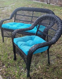 Wicker Chair and Loveseat (Bench)