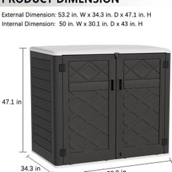 ✌️ Larger Outdoor Storage Shed Weather Resistance, Resin Sheds & Outdoor Storage for Garden, Patios, Backyards, 48 Cu.Ft Tool Shed for Garbage Cans