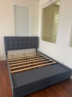 Queen bed frame with drawers