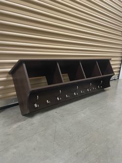 Wall-Mounted Entryway Shelf with Coat Hooks