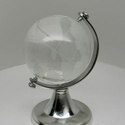 Small Frosted Glass Globe Earth Home Décor Knick Knack 