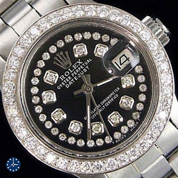 Ladies Black Diamond String Rolex