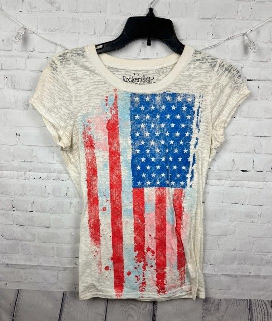 Girl's American Flag Tshirt Size Large 