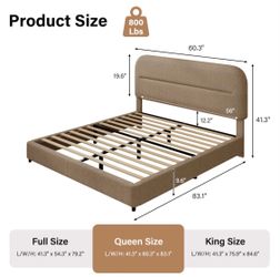 Just like new bed used only for days queen bed frame