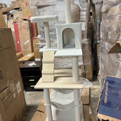 MWPO Large Modern Cat Tree, 70.1-Inch Wood Cat Tower for Indoor Cats, Multi-Level Tall Cat Condo with 2 Padded Perches, Hammock, Scratching Posts, Dan