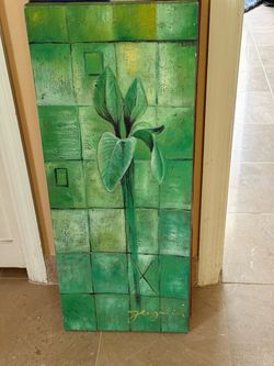 Contemporary Green Foliage Canvas Art – Textured Botanical Wall Decor