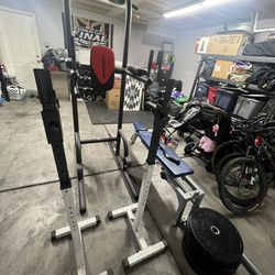 Workout Equipment - Weights, Power Tower, Barbell, Bench 