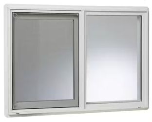 TAFCO WINDOWS 32.25 in. x 22.25 in. White Left-Hand Double-Pane Insulated Glass Vinyl Sliding Basement Window with Screen  #A10