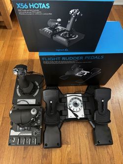 Logitech x56 HOTAS with Logitech flight rudder pedals
