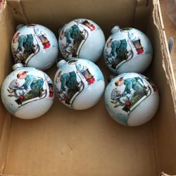 6 Norman Rockwell Xmas balls ornament 