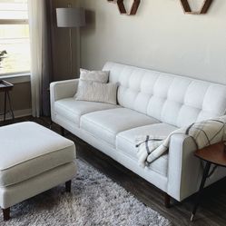 White London Mid-Century Modern 82” Sofa with Ottoman by Living Spaces
